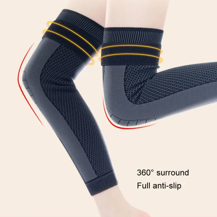 1pair Anti-Slip Compression Straps Keep Warm And Lengthen Knee Pads, Size: M(Mugwort Black)