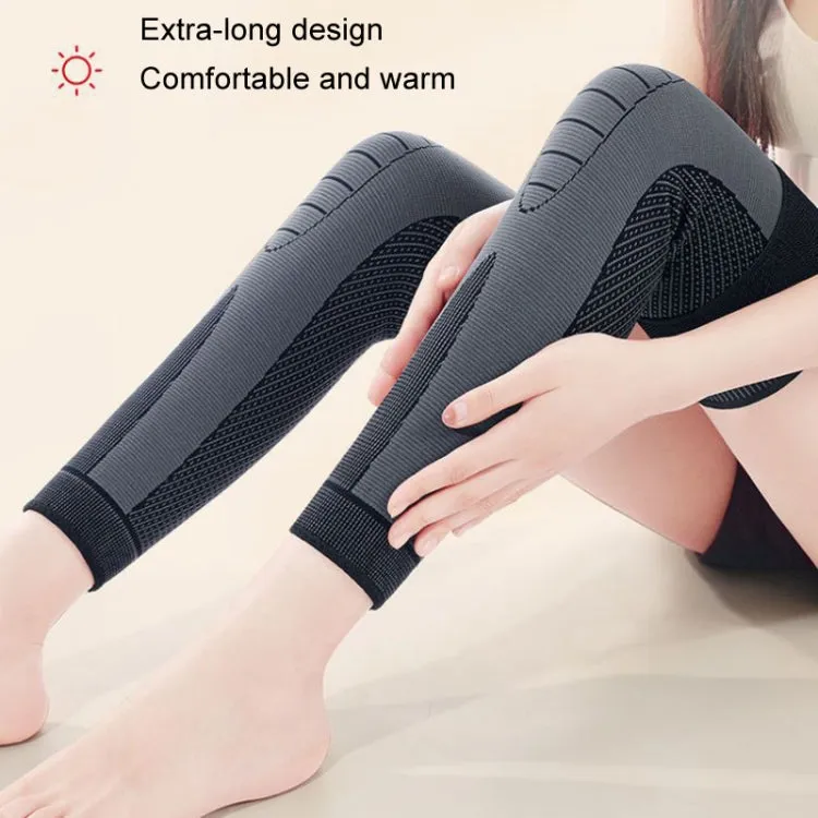 1pair Anti-Slip Compression Straps Keep Warm And Lengthen Knee Pads, Size: M(Mugwort Black)