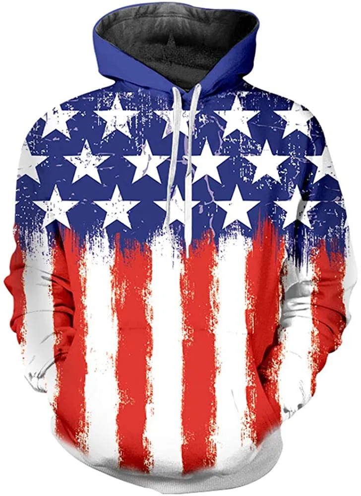 American Flag Hoodies for Men Women Cool Sweatshirts Pullover Hoodie with Designs