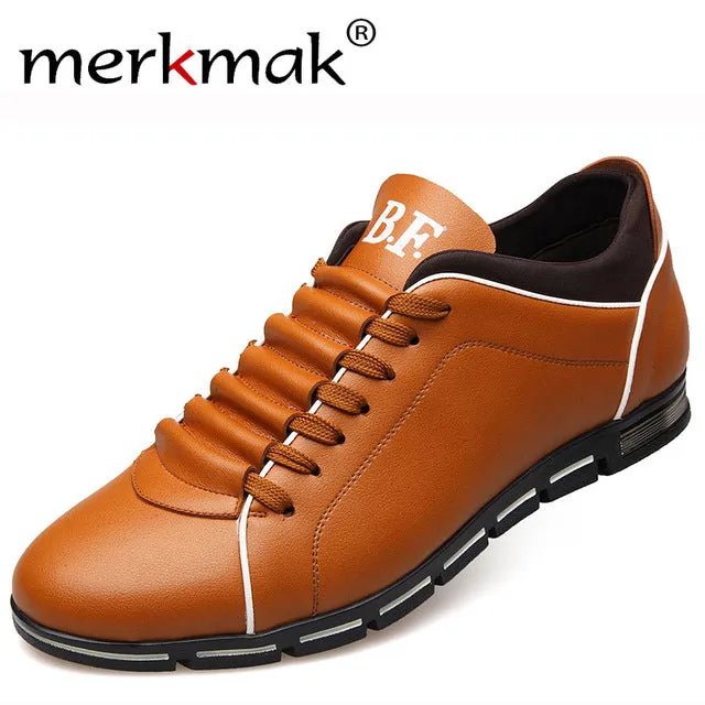 Casual Lace Up Leather Flat Loafer Shoes for Men