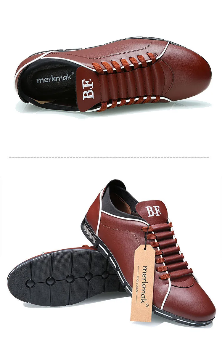 Casual Lace Up Leather Flat Loafer Shoes for Men