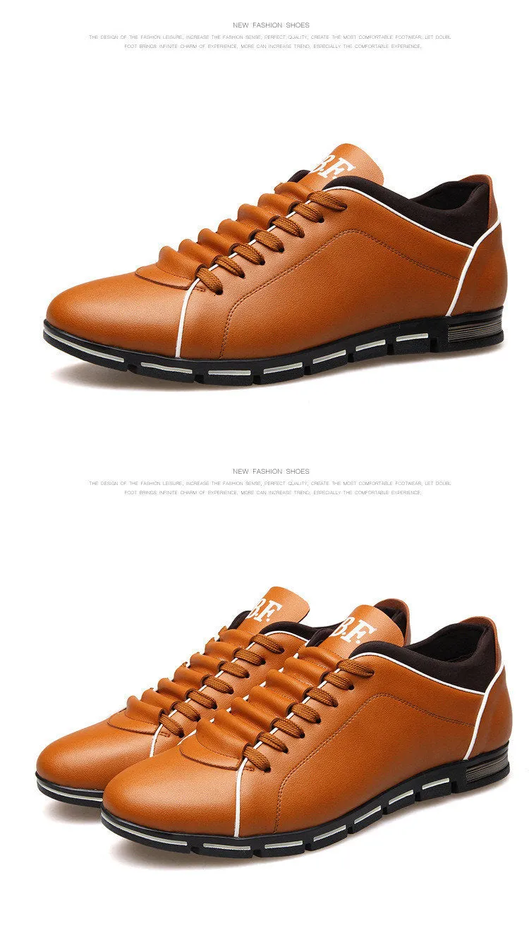 Casual Lace Up Leather Flat Loafer Shoes for Men
