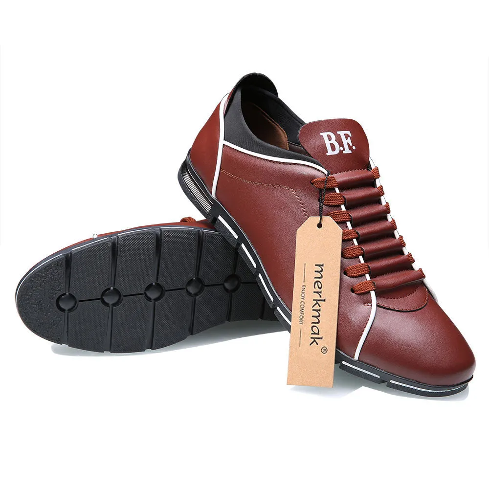 Casual Lace Up Leather Flat Loafer Shoes for Men