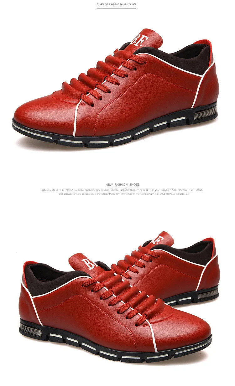 Casual Lace Up Leather Flat Loafer Shoes for Men