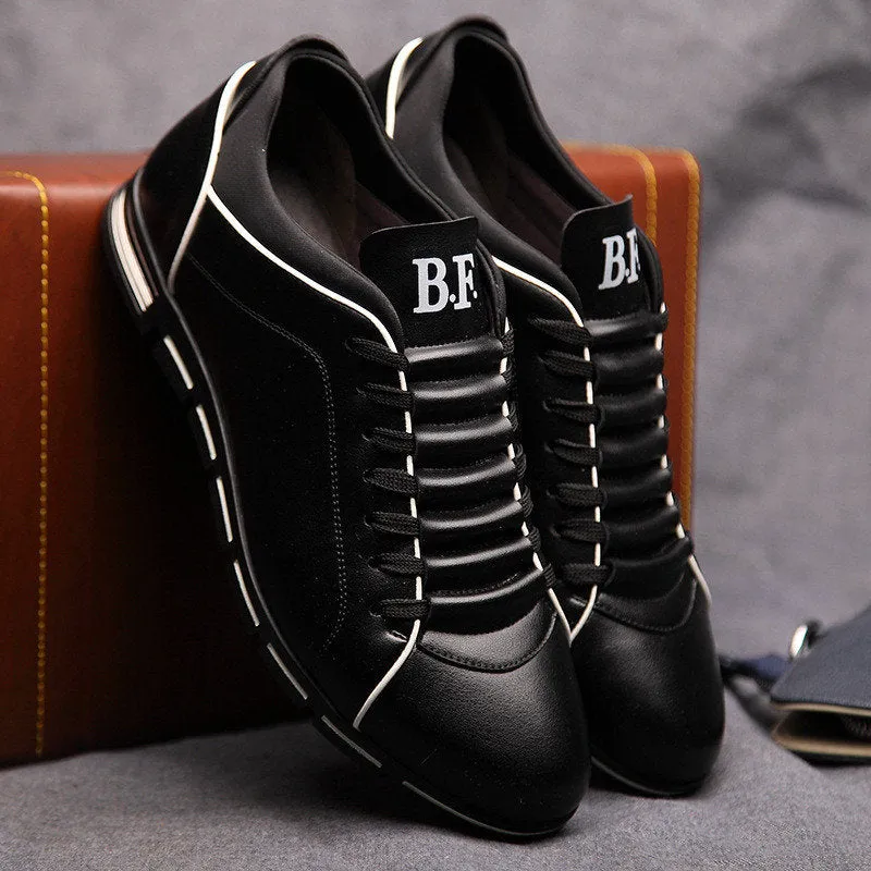 Casual Lace Up Leather Flat Loafer Shoes for Men