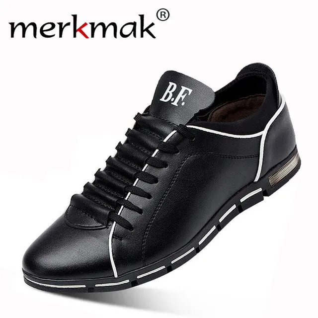Casual Lace Up Leather Flat Loafer Shoes for Men