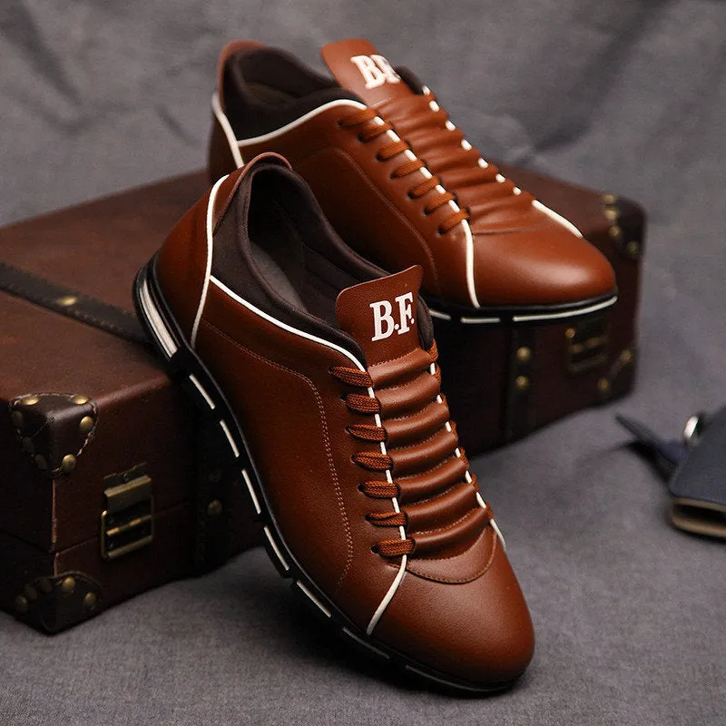 Casual Lace Up Leather Flat Loafer Shoes for Men