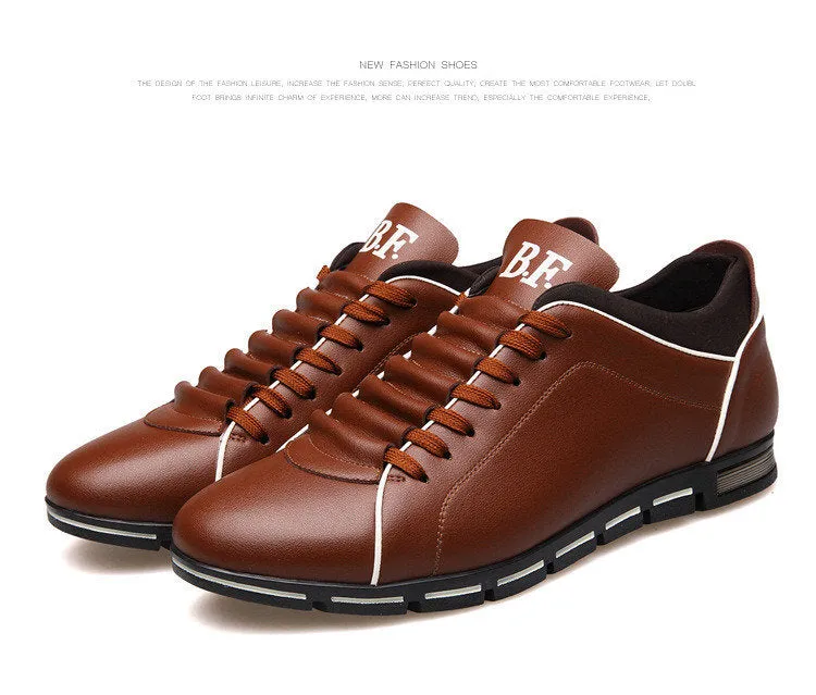 Casual Lace Up Leather Flat Loafer Shoes for Men