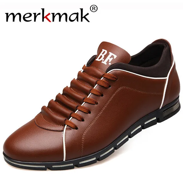 Casual Lace Up Leather Flat Loafer Shoes for Men