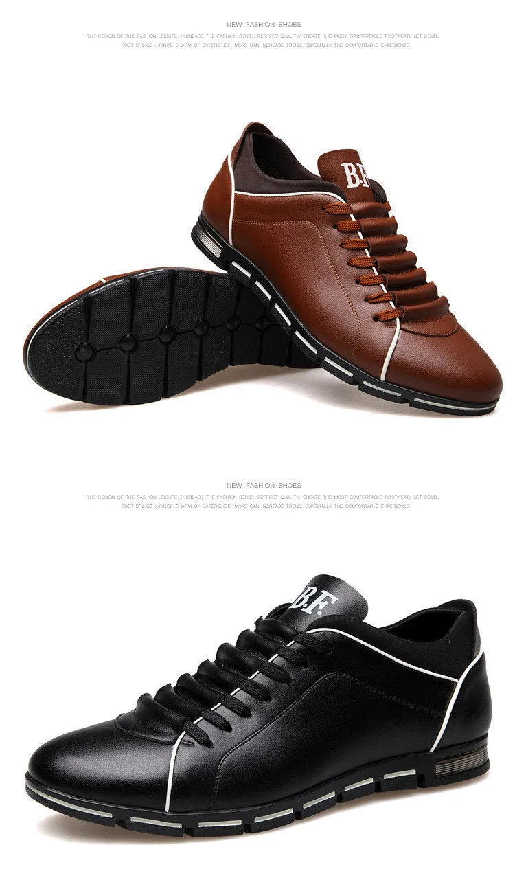 Casual Lace Up Leather Flat Loafer Shoes for Men