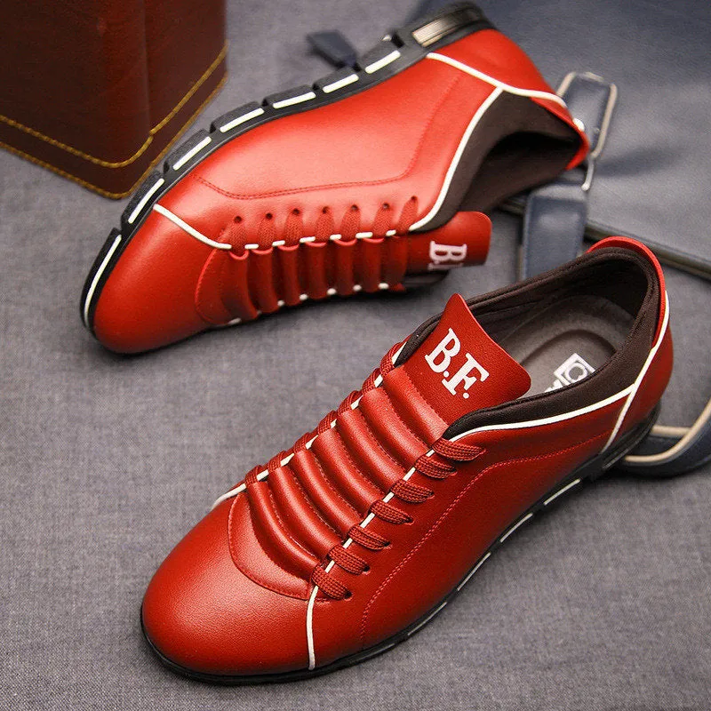 Casual Lace Up Leather Flat Loafer Shoes for Men