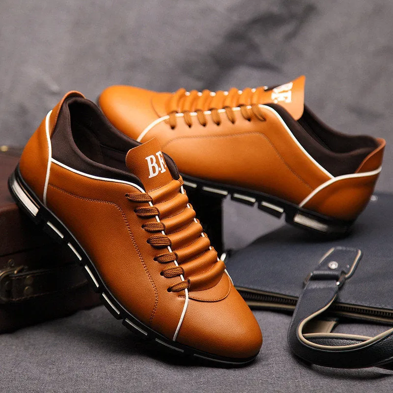 Casual Lace Up Leather Flat Loafer Shoes for Men
