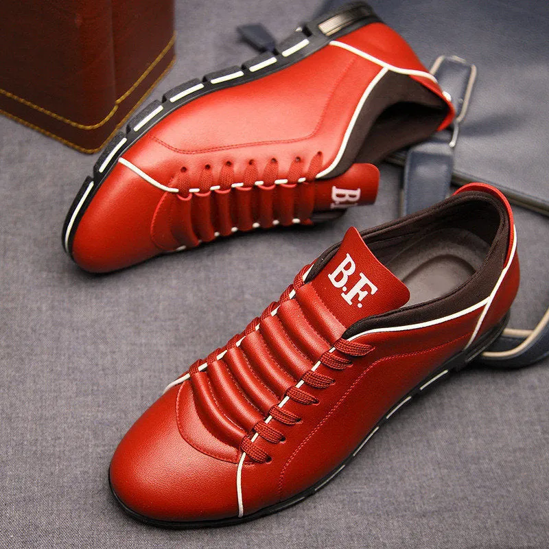 Casual Lace Up Leather Flat Loafer Shoes for Men