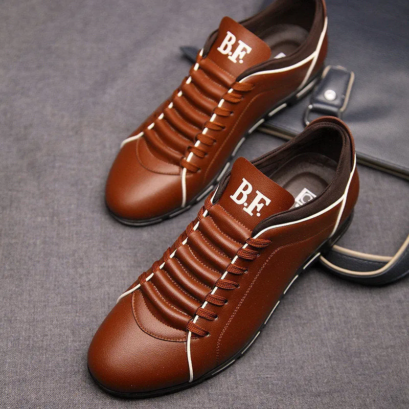 Casual Lace Up Leather Flat Loafer Shoes for Men