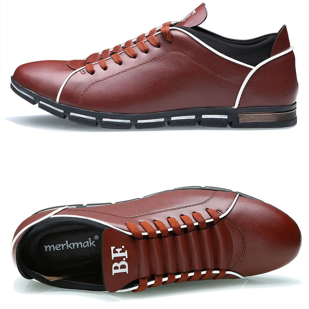 Casual Lace Up Leather Flat Loafer Shoes for Men