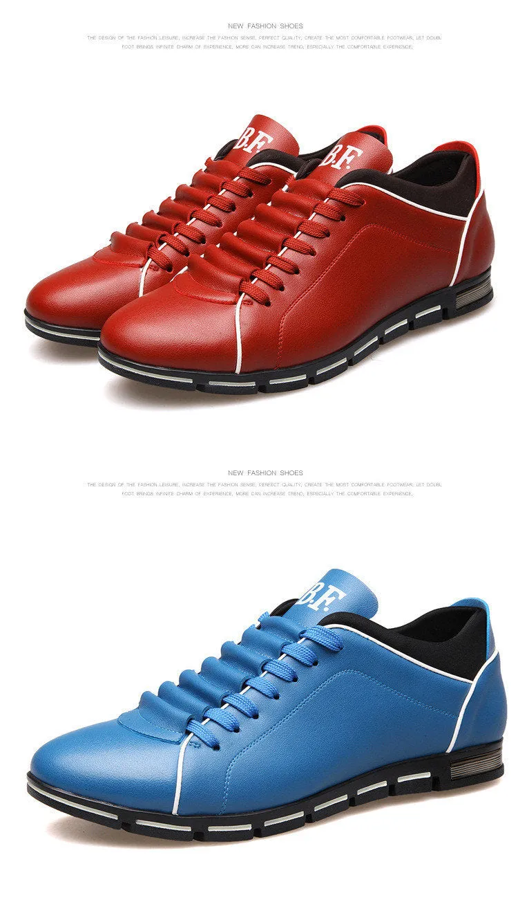 Casual Lace Up Leather Flat Loafer Shoes for Men