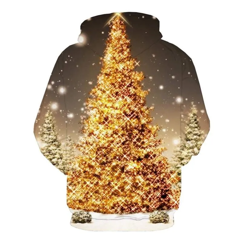 Christmas Hoodie Men Christmas Tree Hooded Casual Galaxy Hoodie Print Party Sweatshirt Printed