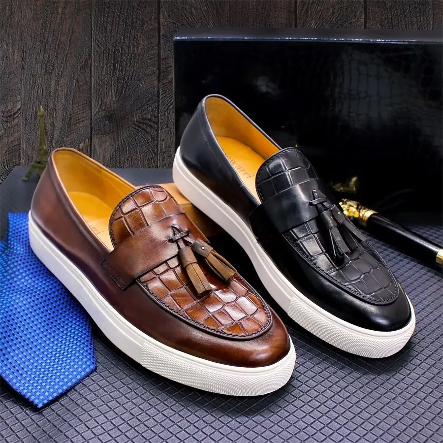 CrocoChic Hand-Painted Slip-Ons