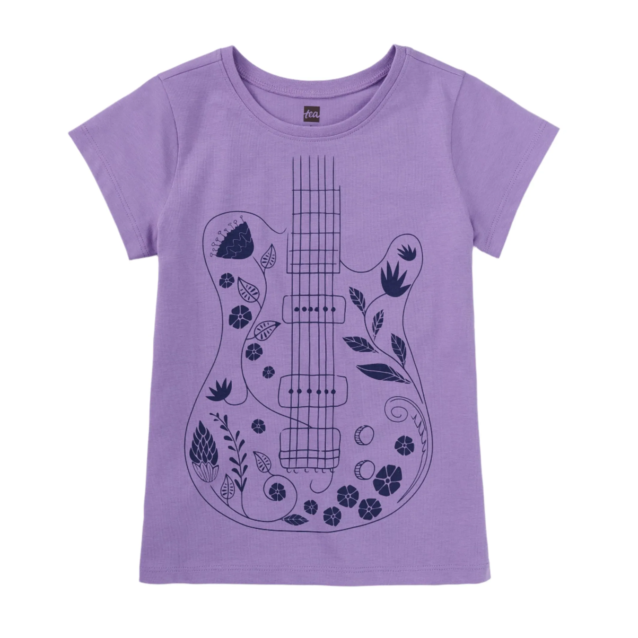 Floral Guitar Graphic Tee - Paisley Purple by Tea Collection