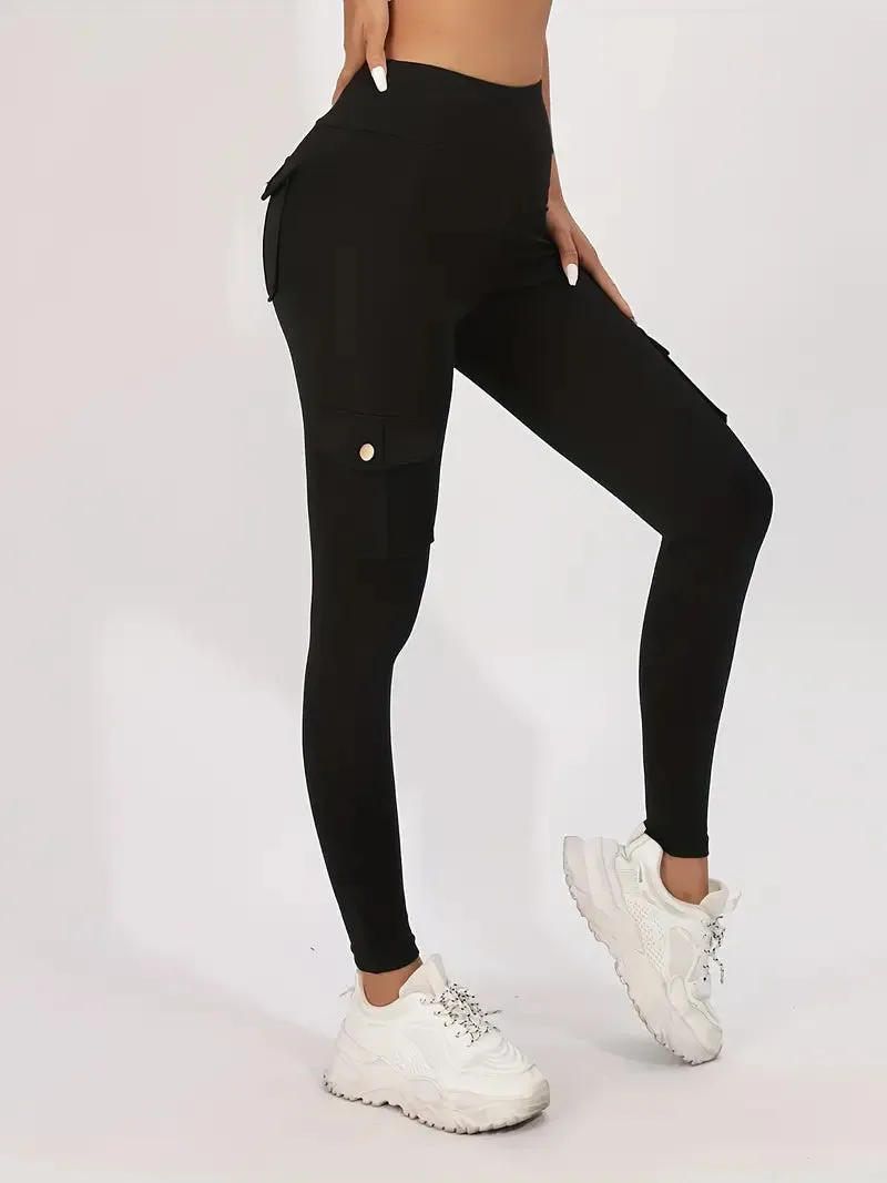High Waisted Yoga Leggings with Pockets - Elastic Running And Sports Leggings