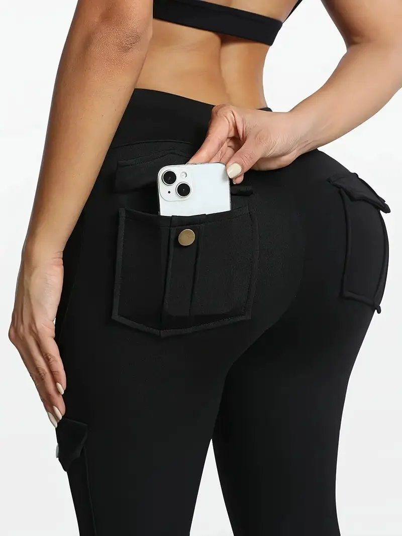 High Waisted Yoga Leggings with Pockets - Elastic Running And Sports Leggings