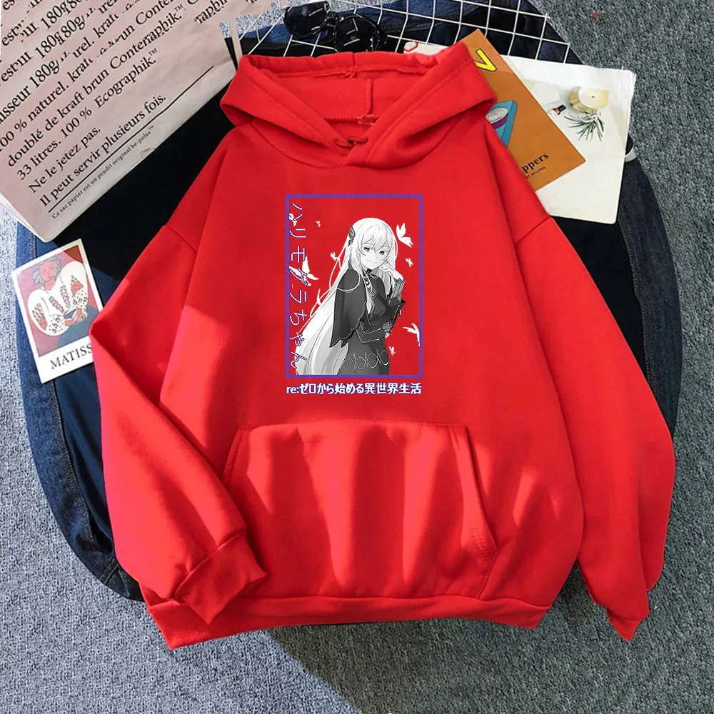 Japan Anime Re ZERO Starting Life In Another World Emilia Hoodies Manga Casual Hooded Sweatshirt