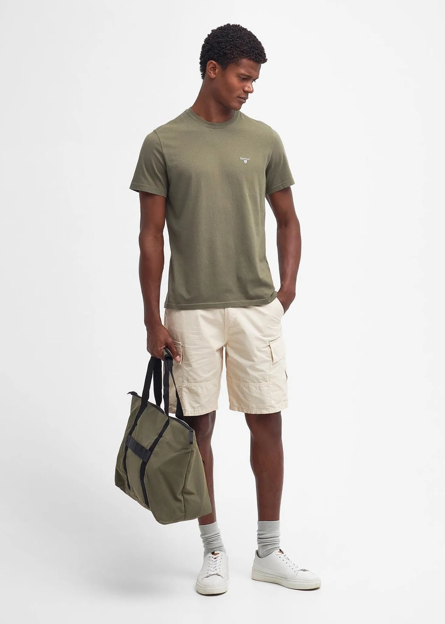 Tartan sports tee - pale sage