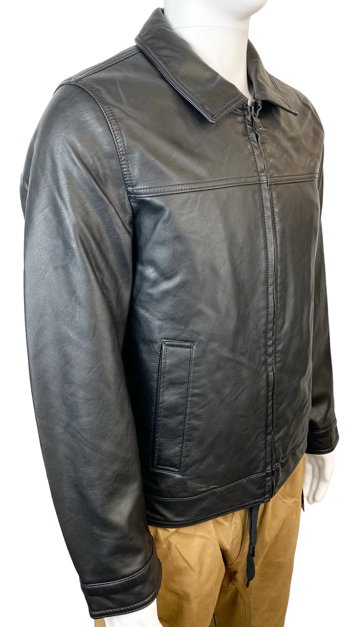 Tommy Hilfiger Mens Faux Leather Laydown Collar Jacket - 158AU855