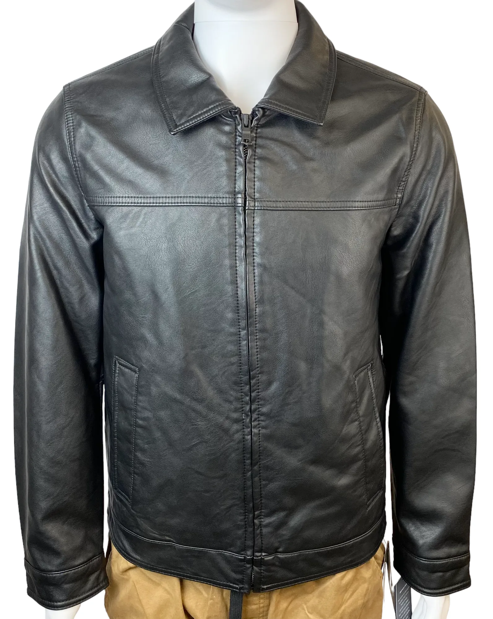 Tommy Hilfiger Mens Faux Leather Laydown Collar Jacket - 158AU855