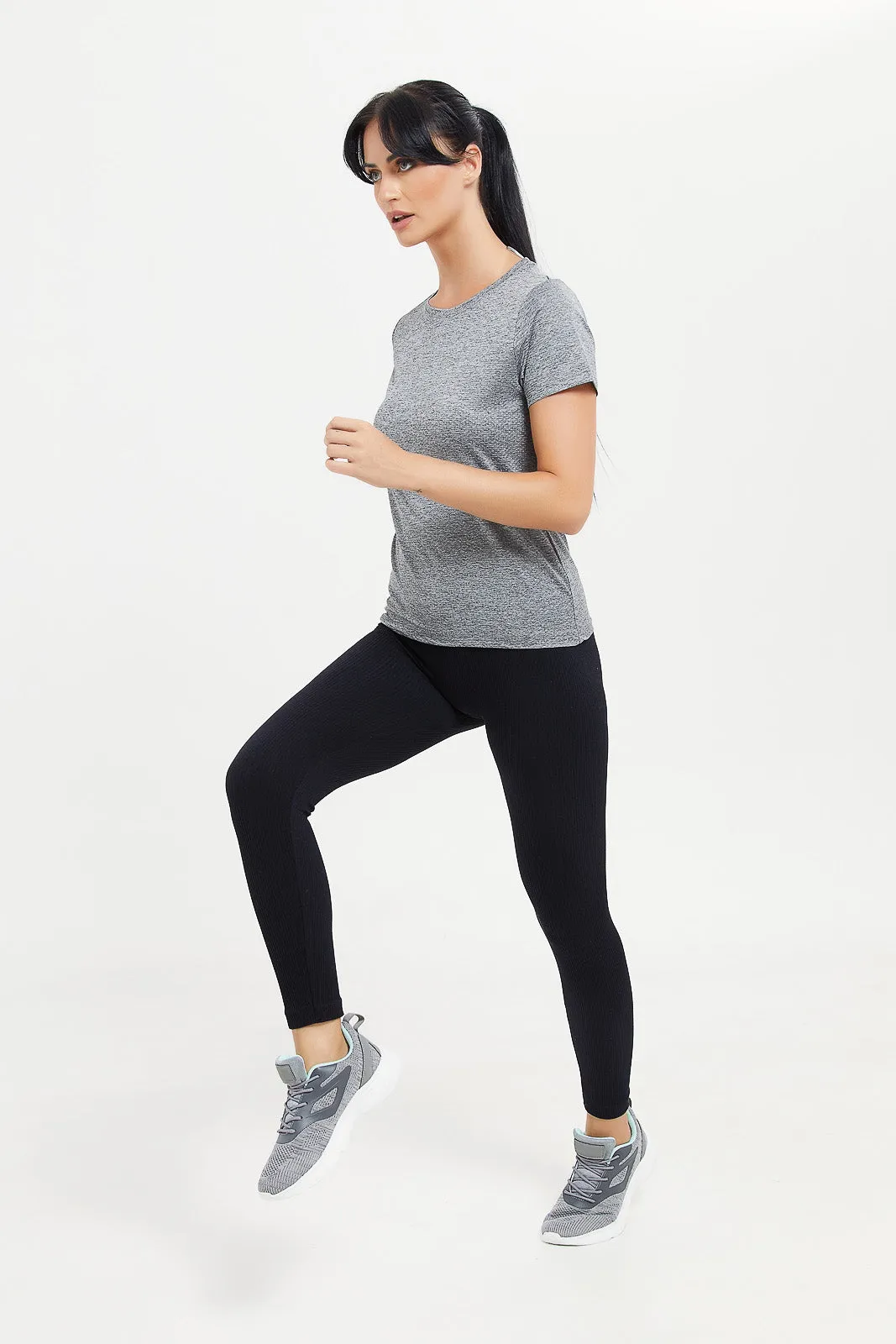 Women Grey Active T-Shirt