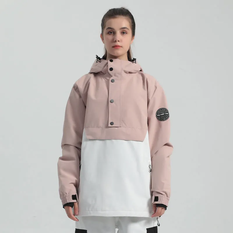 Women Hooded Anorak Snow Jacket Half-zip Ski Hoodies